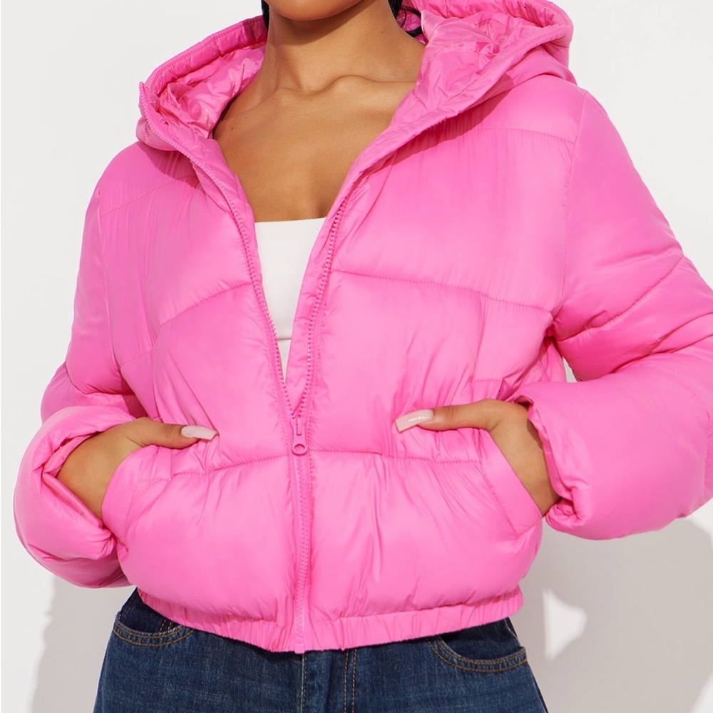 Fashion Nova Vibrant Pink Puffer Jacket